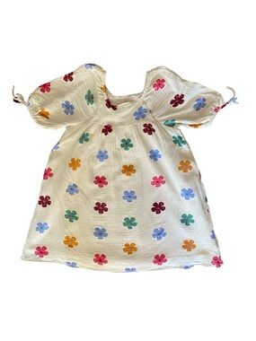 Hayden Girls Off-White Cream Dress with Floral Pattern - Size Medium